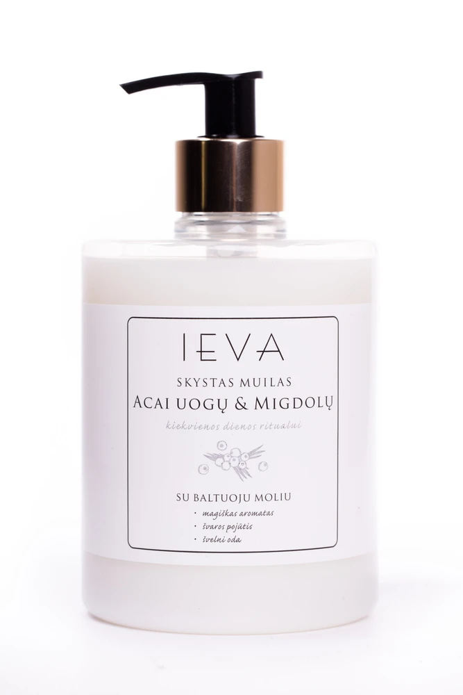 Skystas muilas Ieva acai uogų ir migdolų kvapo, 500 ml.