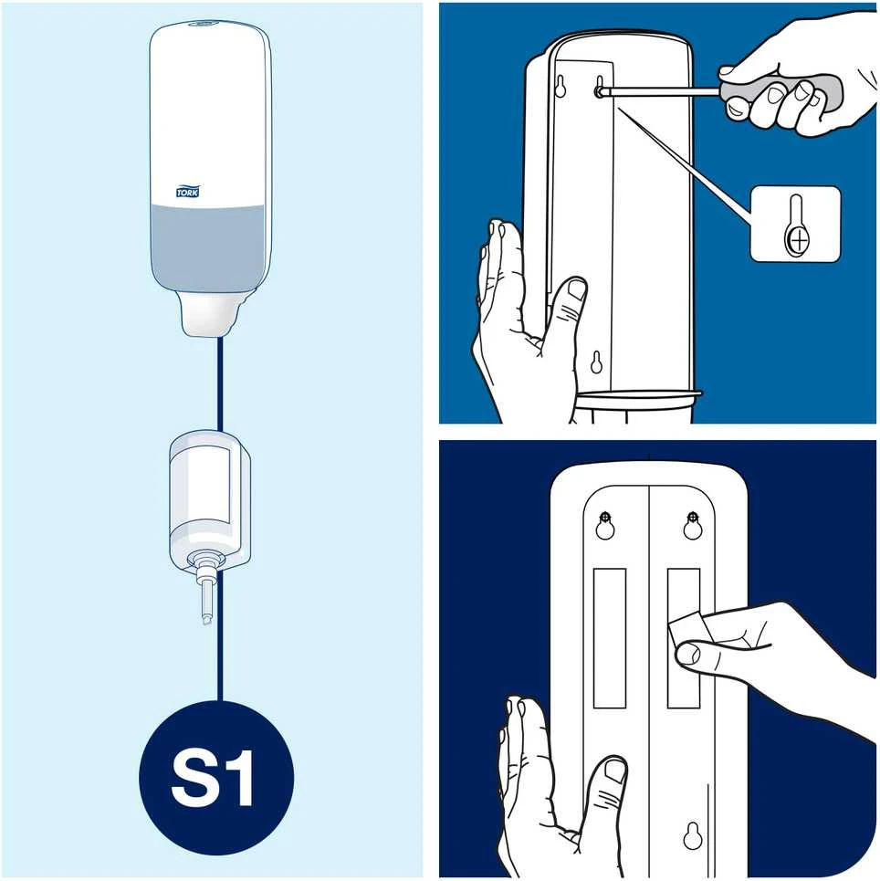 Skysto muilo laikiklis Tork S1 (560008), 1l, juodos spalvos, plastikinis