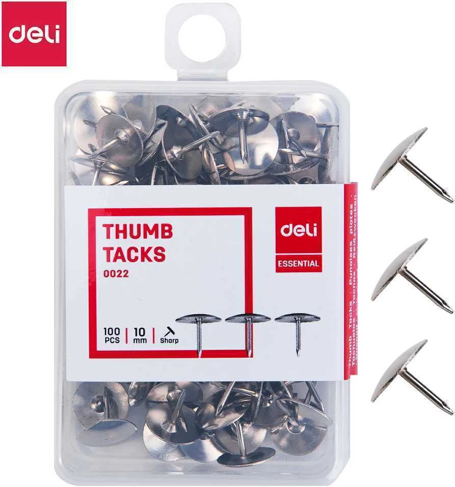 Smeigtukai DELI 10mm 100vnt/pak, metaliniai