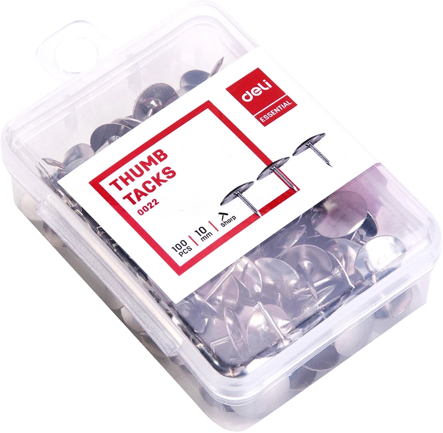 Smeigtukai DELI 10mm 100vnt/pak, metaliniai