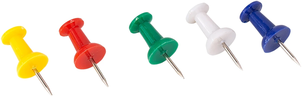 Smeigtukai DELI 10mm 35vnt/pak, įvairių spalvų