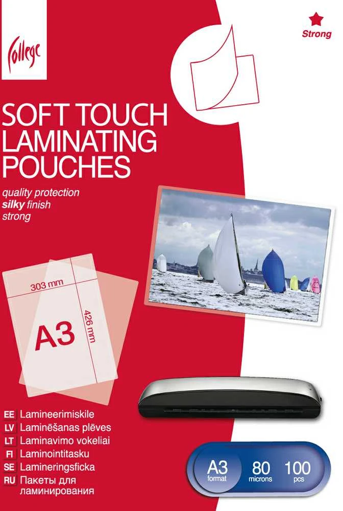 Laminavimo vokeliai,„Soft-Touch“ A3 (303x426mm) 80mic/100 lapų