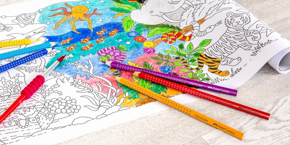 Spalvinimo rulonėlis Faber-Castell, su povandeniniais ir džiunglių motyvais