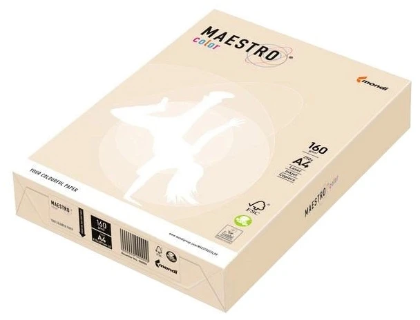 Spalvotas biuro popierius IQ, A4, 160g, CR20, kreminės spalvos, 250 lapų