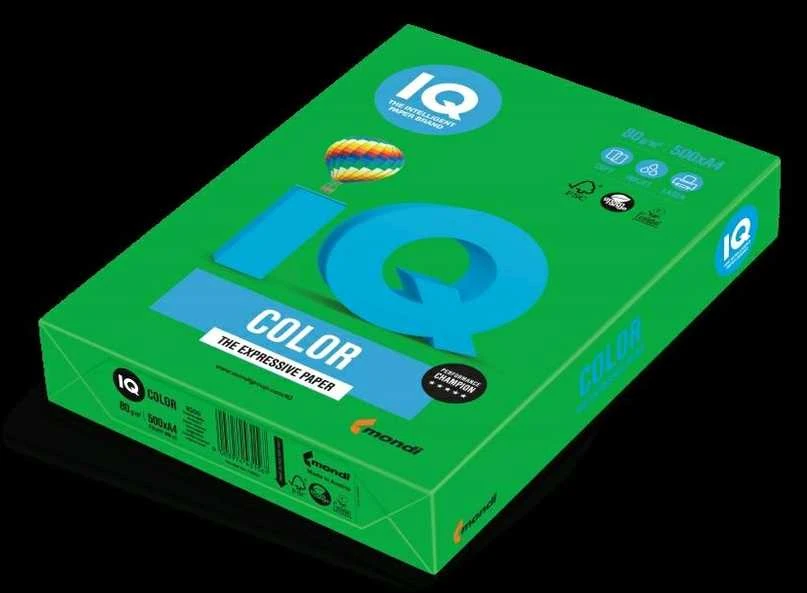 Spalvotas biuro popierius IQ, A4, 80g, DG47, tamsiai žalios spalvos, 500 lapų
