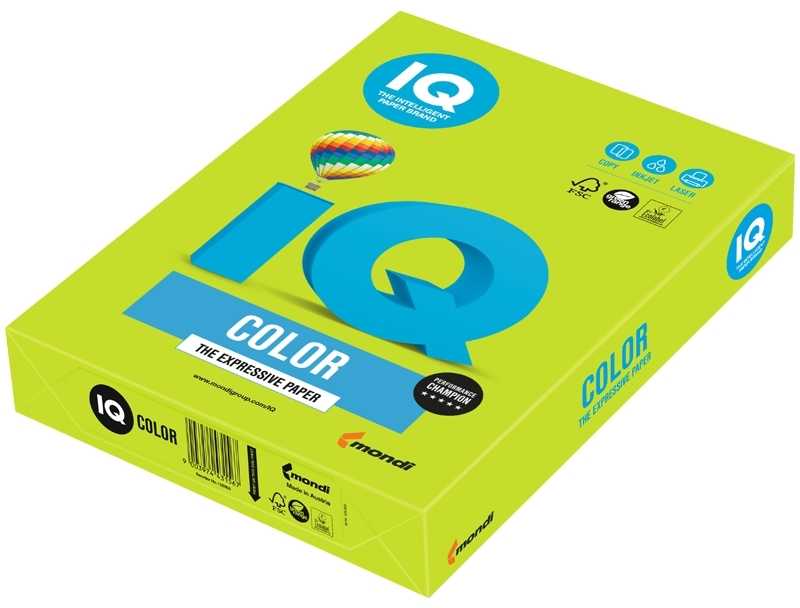Mondi Spalvotas biuro popierius IQ, A4, 80g, LG46, laimo žalios spalvos, 500 lapų