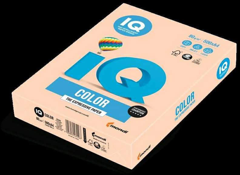 Iq Color Spalvotas biuro popierius IQ, A4, 80g, SA24, lašišos rožinės spalvos, 500 lapų