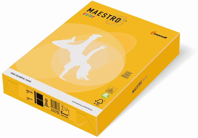 Igepa Spalvotas biuro popierius IQ A4,160g SY40, saulės geltonos spalvos, 250 lapų