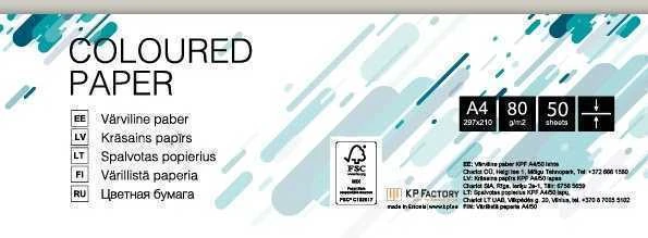 Spalvotas popierius College, A4, 80g, GR21, pilkos spalvos, 50 lapų