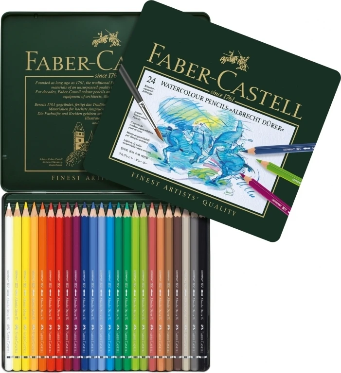 Spalvoti akvareliniai pieštukai Faber-Castell Albrecht Dürer, 24 spalvos