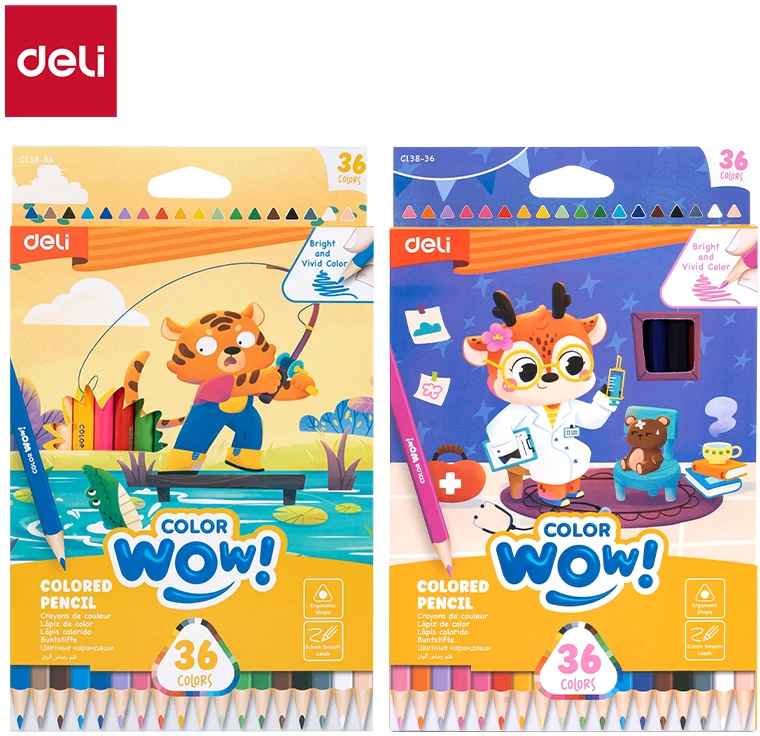 Spalvoti pieštukai DELI ColorWow tribriauniai, 36 spalvų