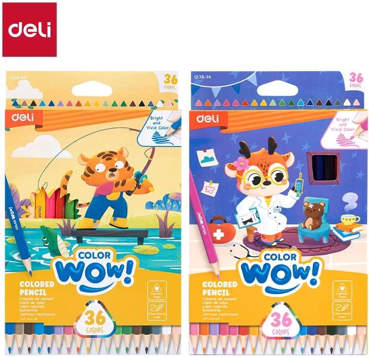 Spalvoti pieštukai DELI ColorWow tribriauniai, 36 spalvų