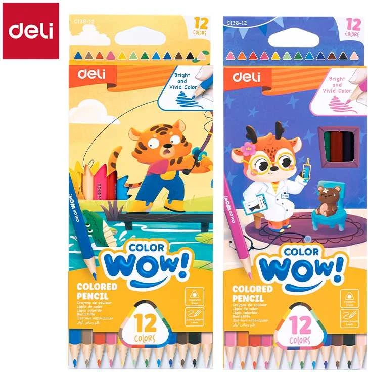 Spalvoti pieštukai DELI ColorWow tribriauniai, 12 spalvų