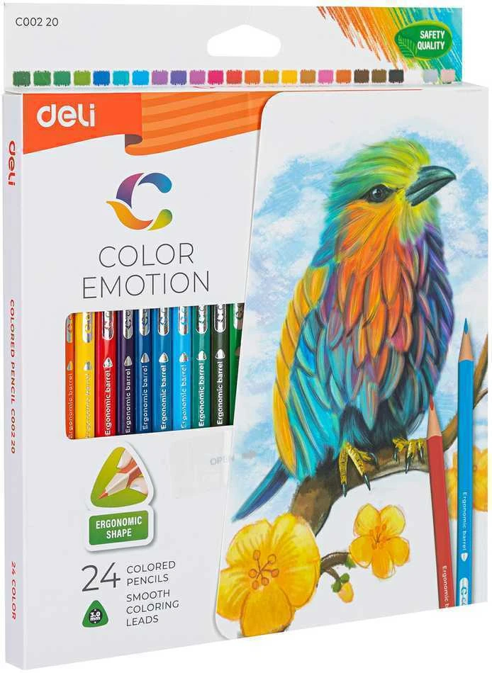 Spalvoti pieštukai DELI EC00220, 24 spalvų