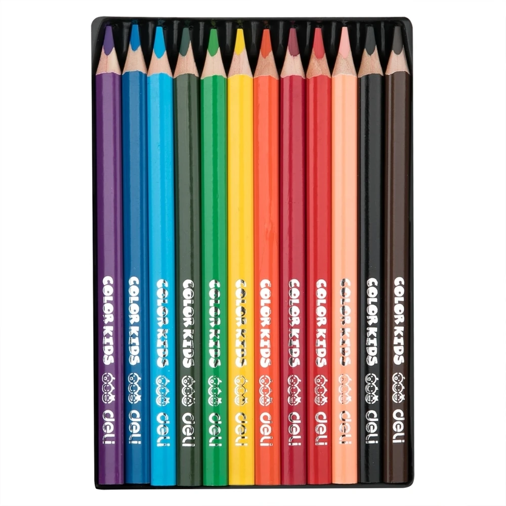 Spalvoti pieštukai DELI EC00600 jumbo, 12 spalvų