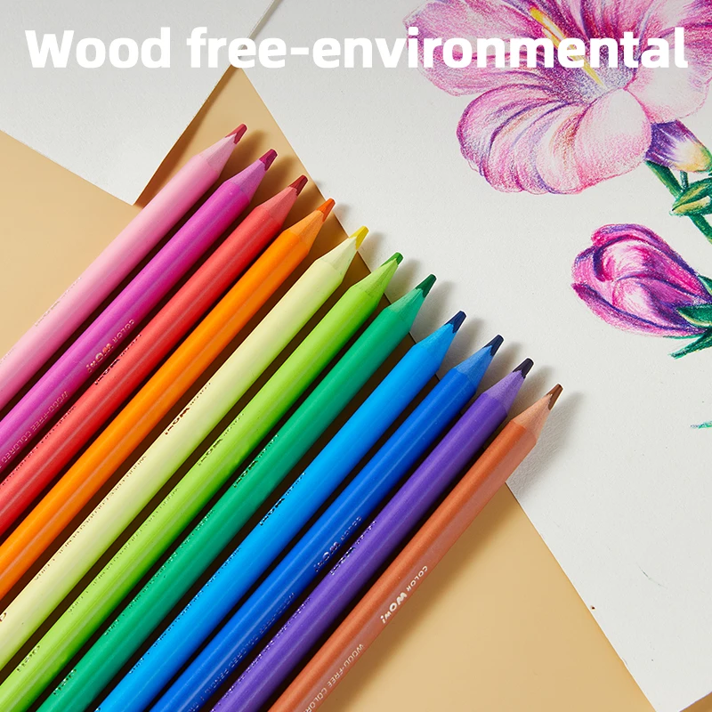 Spalvoti pieštukai DELI Wood-free, 12 spalvų