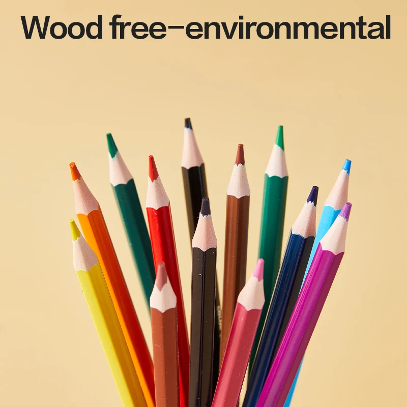 Spalvoti pieštukai DELI Wood-free, su trintukais, 36 spalvų