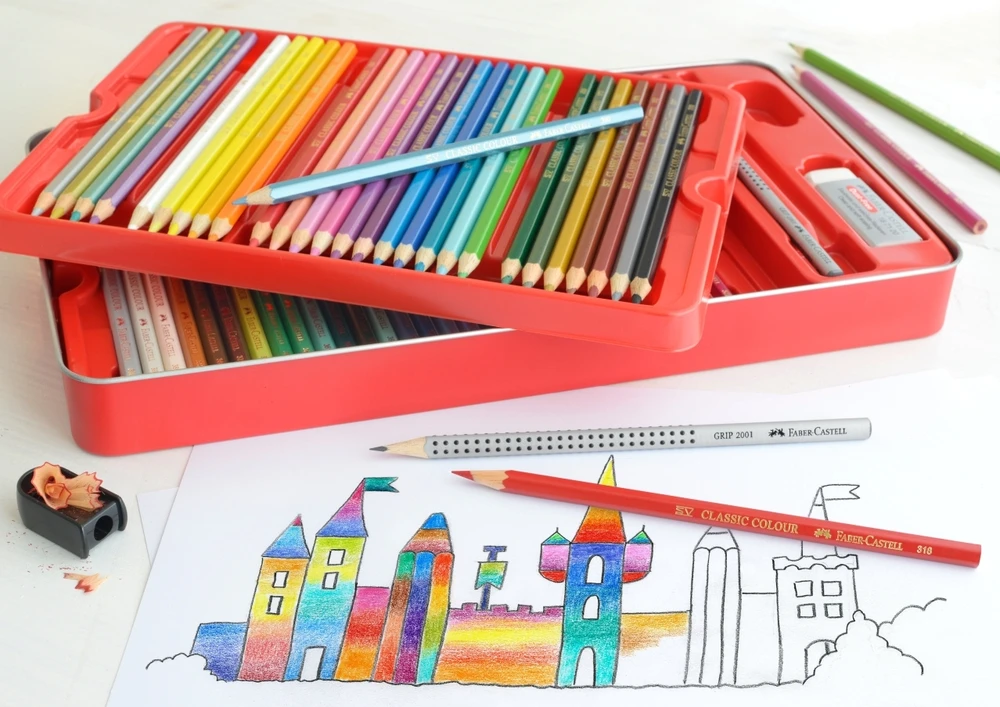 Spalvoti pieštukai Faber-Castell, 60 spalvų, metalinėje dėžutėje