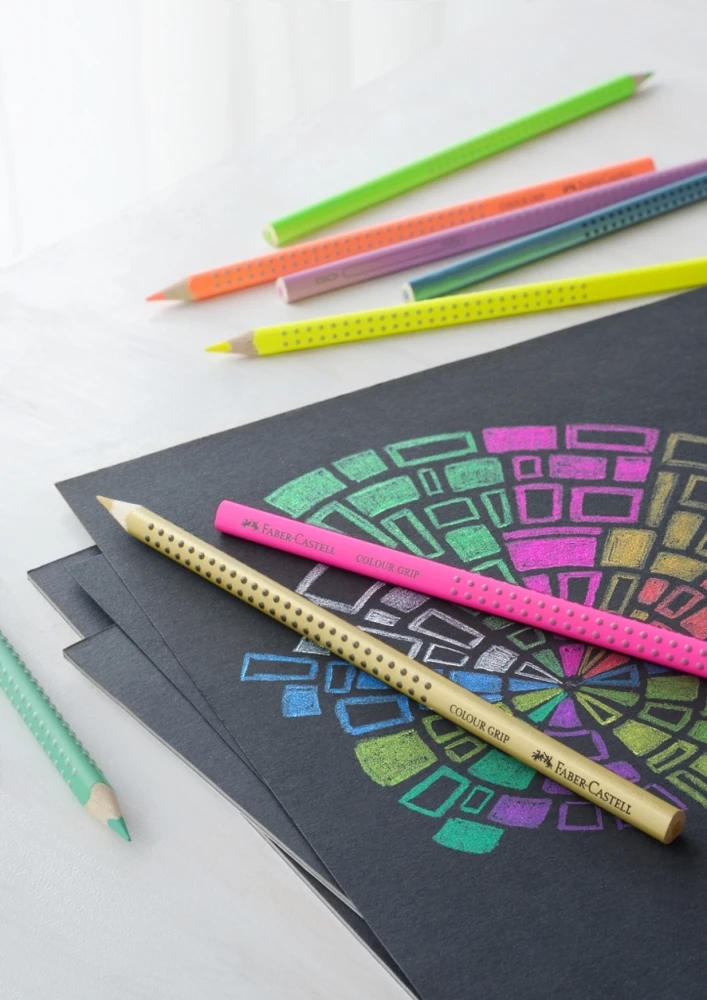 Spalvoti pieštukai Faber-Castell Grip, 12 neoninių spalvų