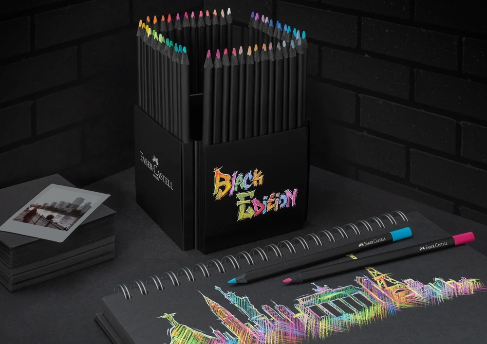 Spalvoti pieštukai Faber-Castell Juodas Edition, 50 spalvų