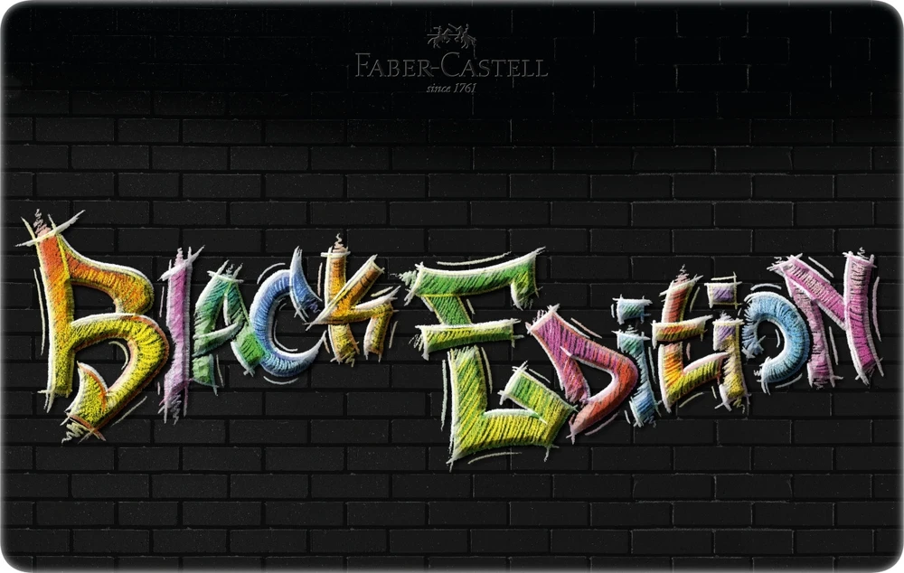 Spalvoti pieštukai Faber-Castell Juodas Edition, 36 pastelinių spalvų, metalinėje dėžutėje