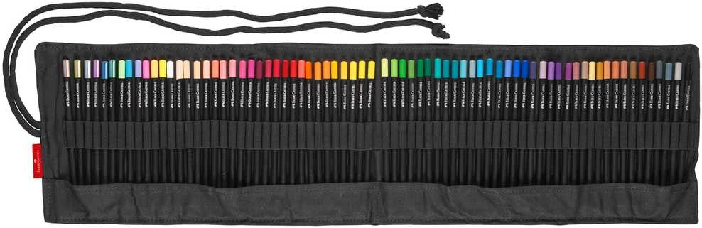 Spalvoti pieštukai Faber-Castell Juodas Edition, 72 spalvos su suvyniojamu dėklu