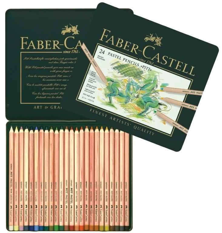 Spalvoti pieštukai Faber-Castell Pitt Pastel, 24 spalvos, metalinėje dėžutėje