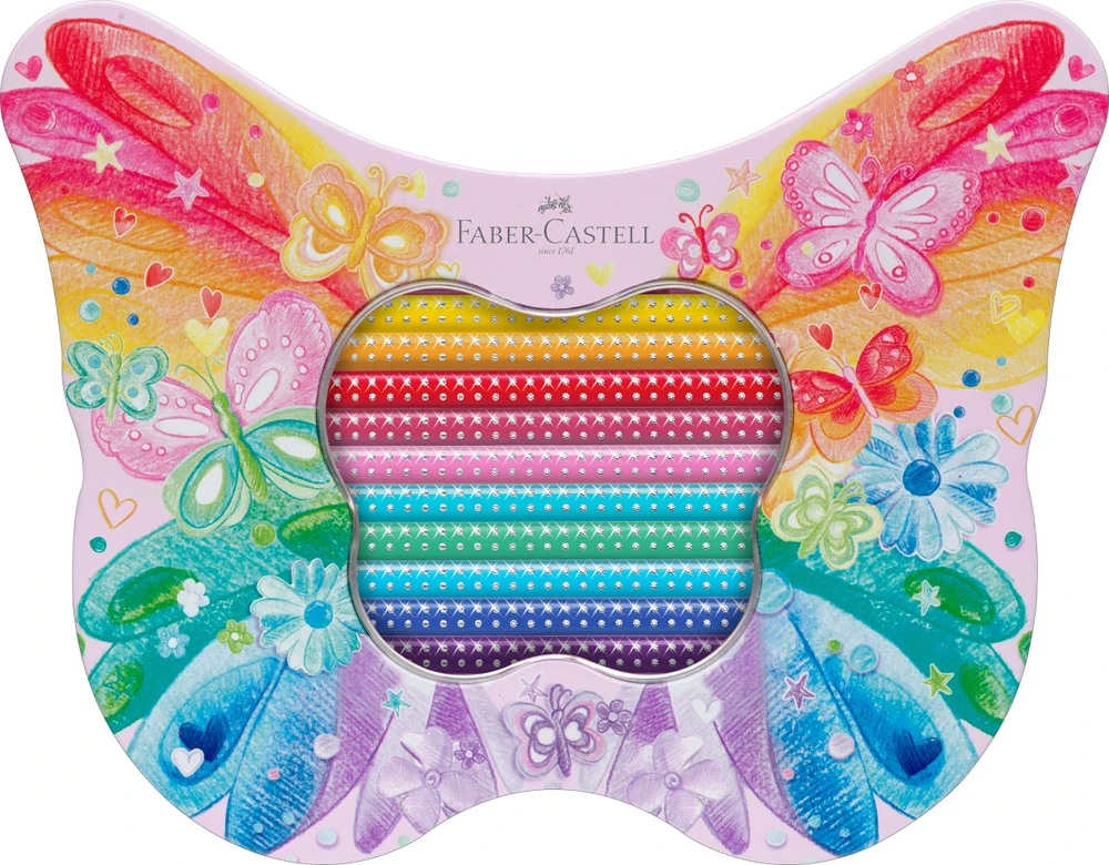 Spalvoti pieštukai tribriauniai Faber-Castell Sparkle Ladybug 20 spalvų