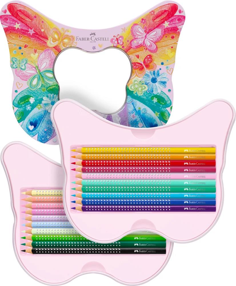 Spalvoti pieštukai tribriauniai Faber-Castell Sparkle Ladybug 20 spalvų