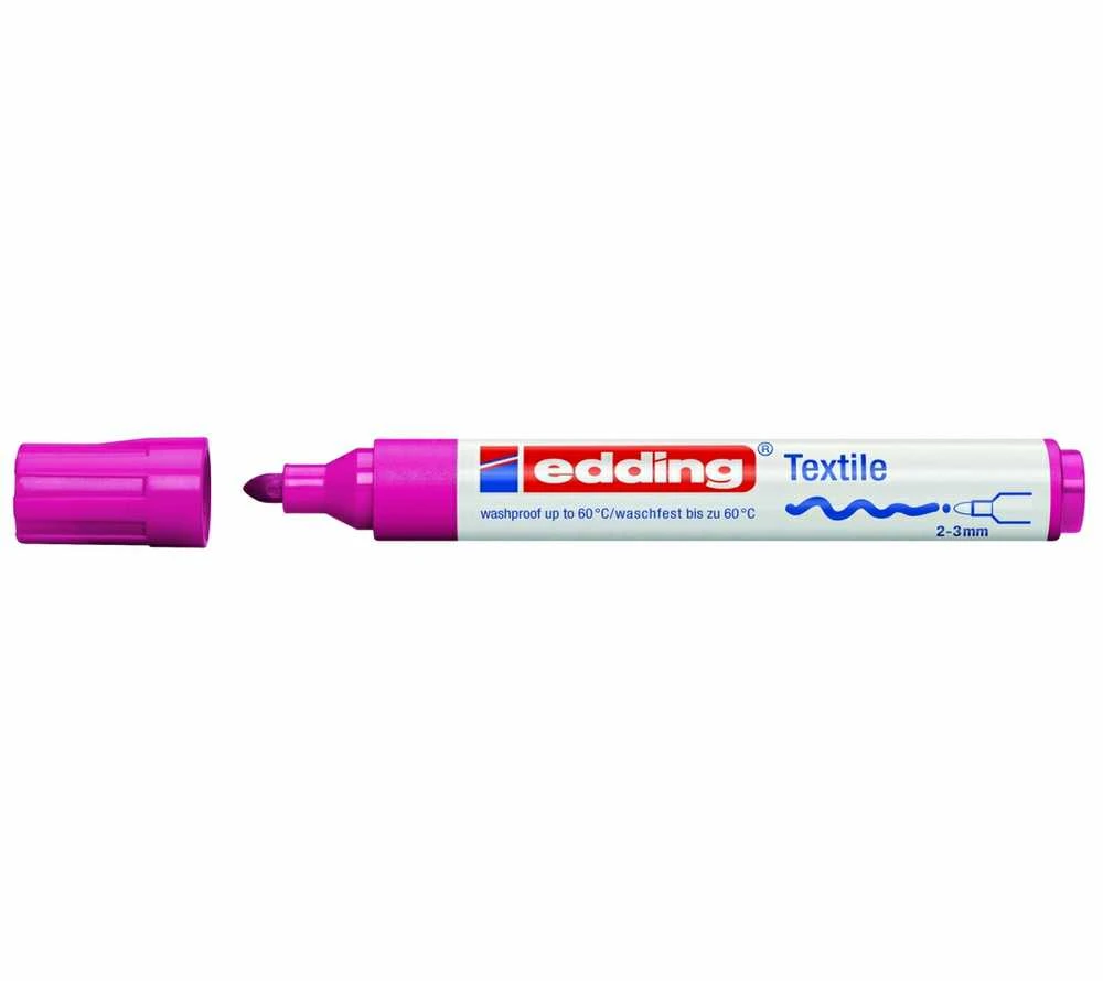 Tekstilės žymeklis Edding 4500, apvaliu galiuku, 2-3mm, rožinės spalvos