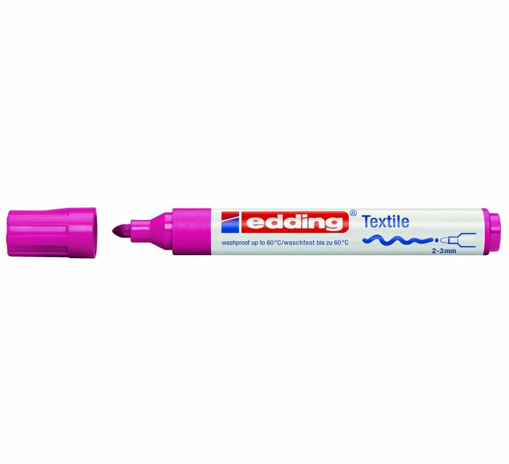 Tekstilės žymeklis Edding 4500, apvaliu galiuku, 2-3mm, rožinės spalvos.