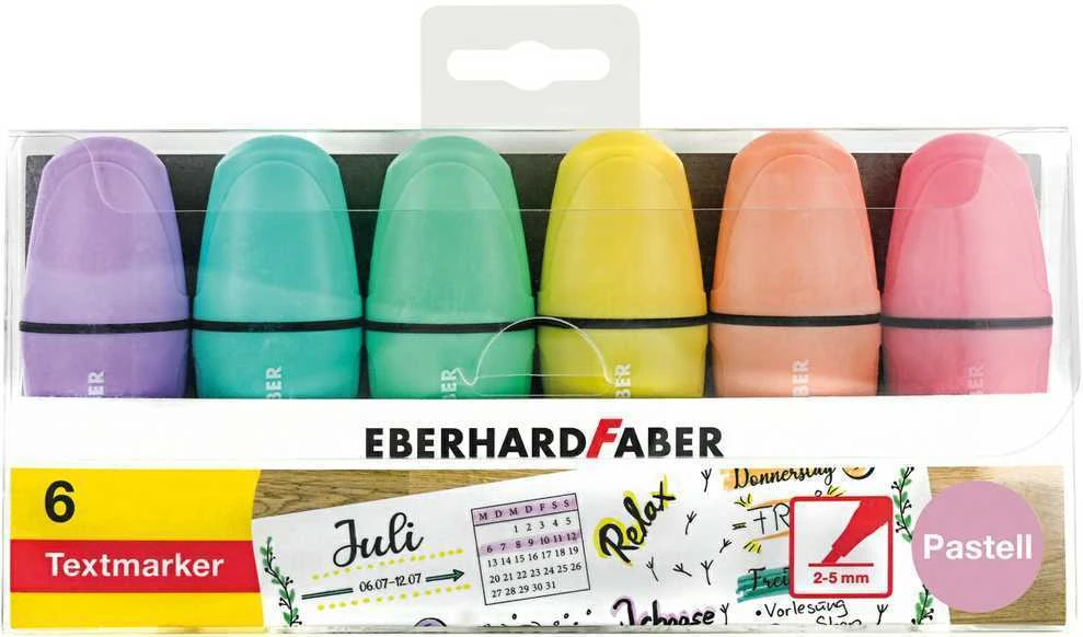 Teksto žymekliai EberhardFaber, mini, pasteliniai, 6 spalvų