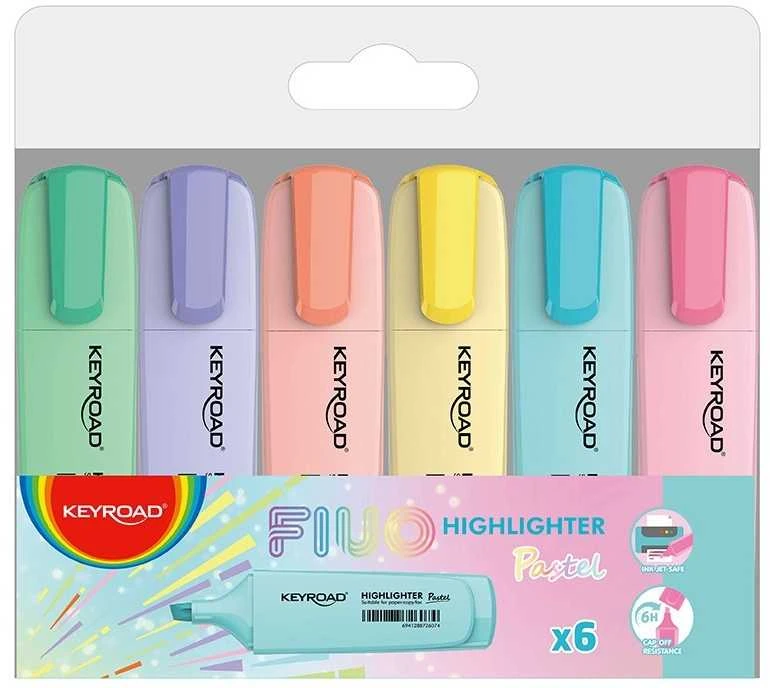 Teksto žymekliai Keyroad, 6 pastelinių spalvų