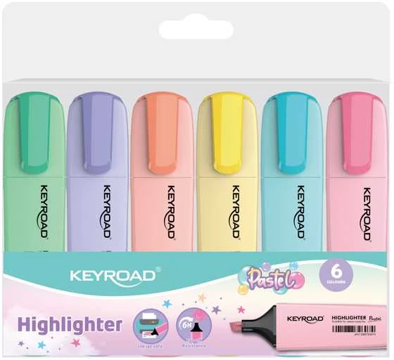 Teksto žymekliai Keyroad, 6 pastelinių spalvų
