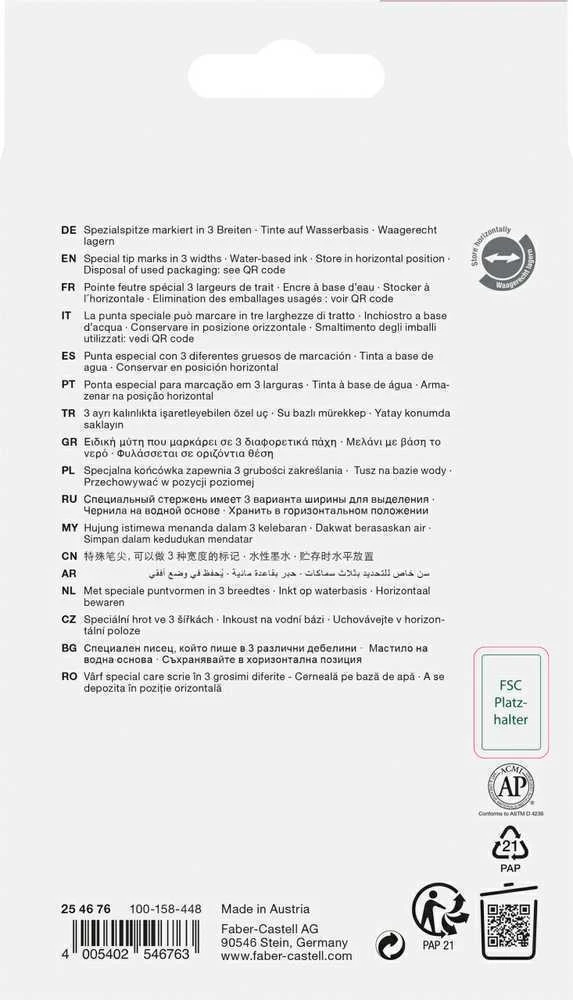 Faber-Castell 46 metallik žymeklių pakuotės nugarėlė