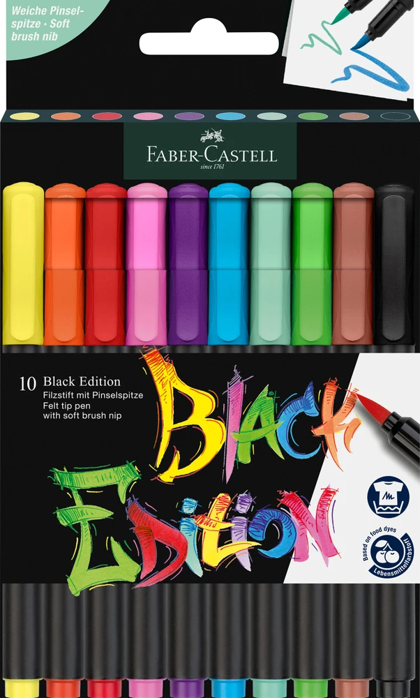 Teptukiniai rašikliai Faber-Castell Juodas Edition, 10 spalvų