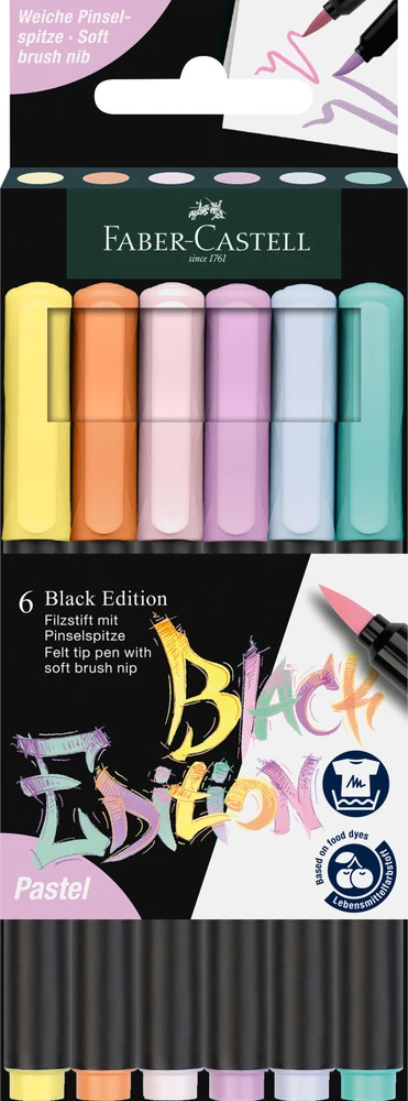 Teptukiniai rašikliai Faber-Castell Juodas Edition, pastelinių 6 spalvų