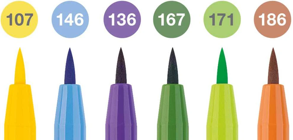Teptukiniai rašikliai piešimui Faber-Castell Pitt Artist Pen, Summer vibes, 6 spalvų