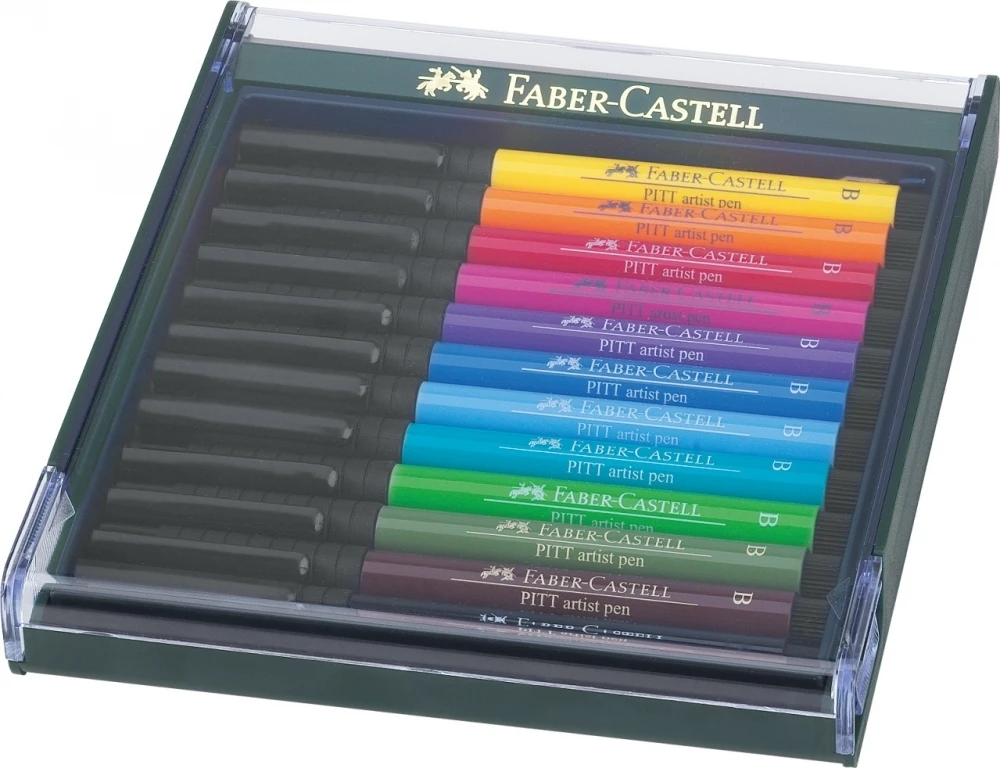 Faber-Castell Teptukinių rašiklių rinkinys Faber-Castel India ink PlTT, ryškių spalvų, 12 vnt