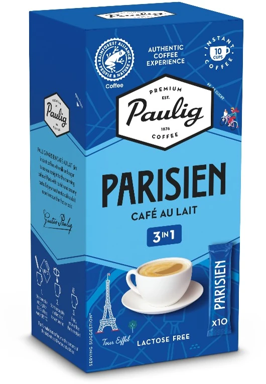 Tirpi kava Paulig Parisien Café au Lait 3in1, 10 pakelių