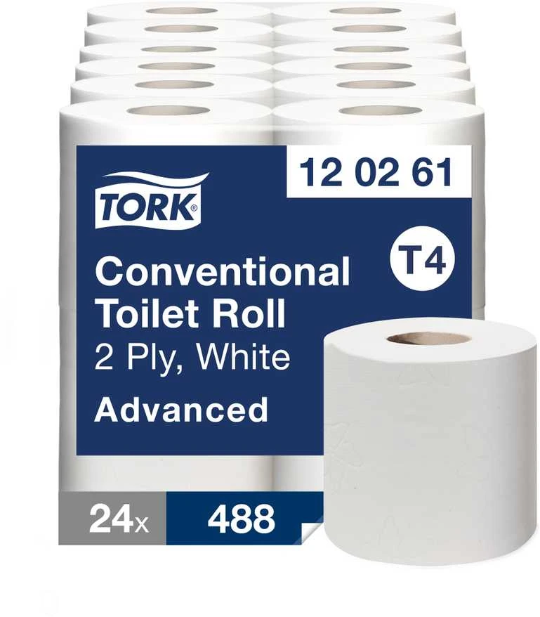 Tualetinis popierius Tork Advanced Extra Long T4, 120261, 2 sluoksniai, 69,4m, 496 lapeliai, baltos spalvos, 4vnt