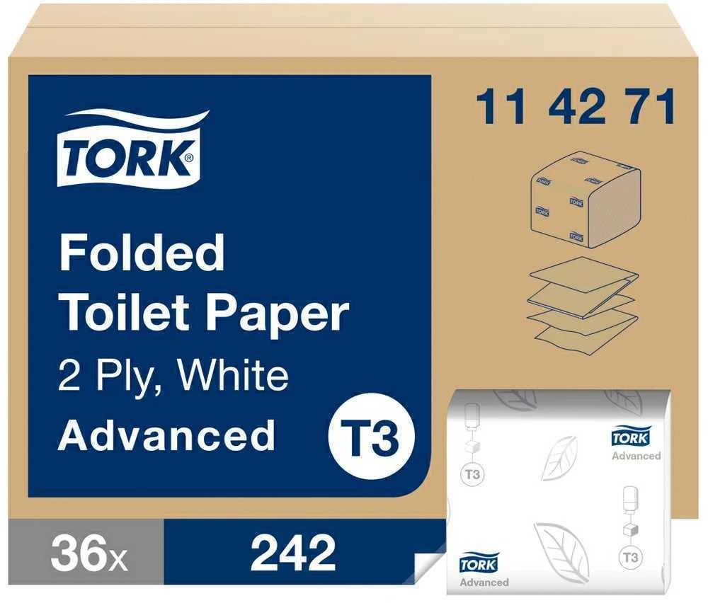 Tualetinis popierius Tork Advanced T3, 114277, 2 sluoksniai, 252 lapelių, baltos spalvos, 1vnt