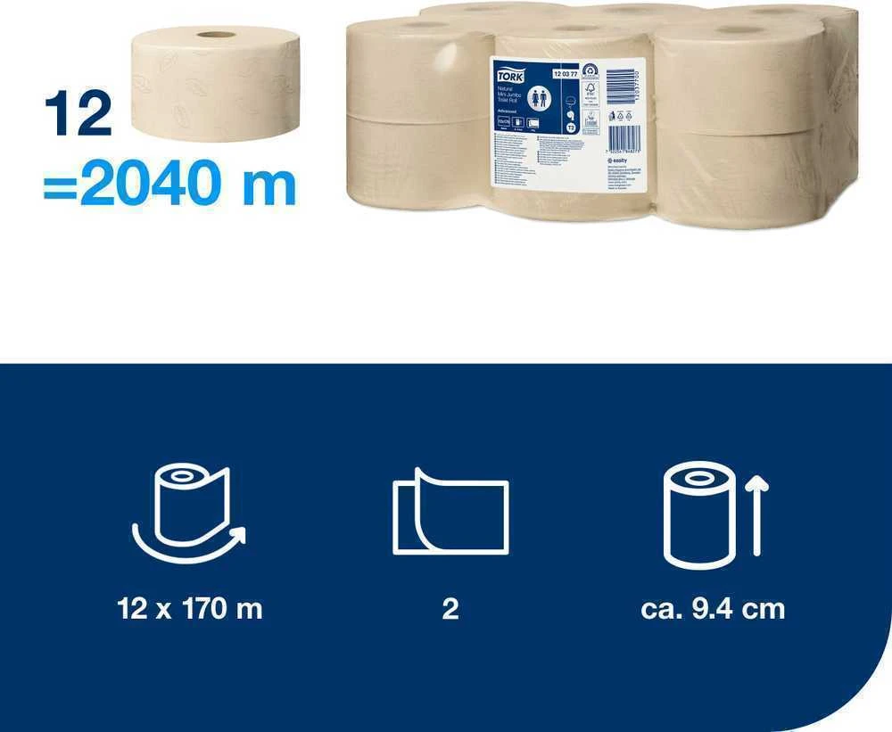 Tualetinis popierius Tork Mini Jumbo T2 (120377) natūralios spalvos tualetinio popieriaus ritinys Advanced