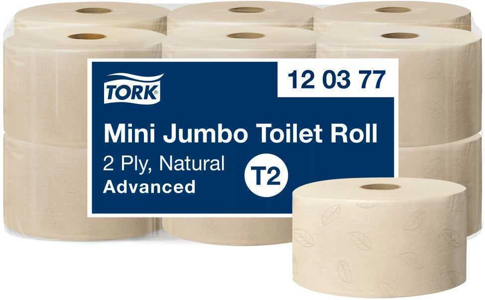 Tualetinis popierius Tork Mini Jumbo T2 (120377) natūralios spalvos tualetinio popieriaus ritinys Advanced