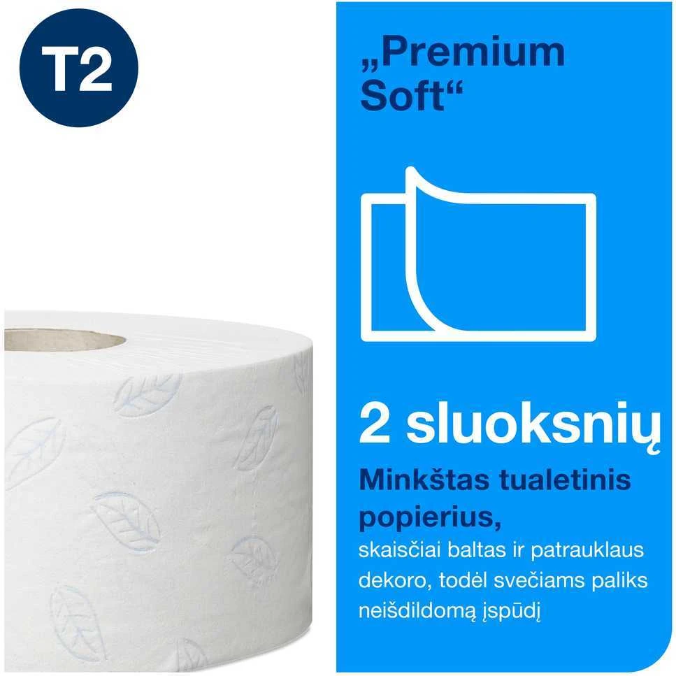 Tualetinis popierius Tork Premium Soft Jumbo Mini T2 (110253), baltos spalvos, 2 sluoksniai, 170 m, 1214 lapelių