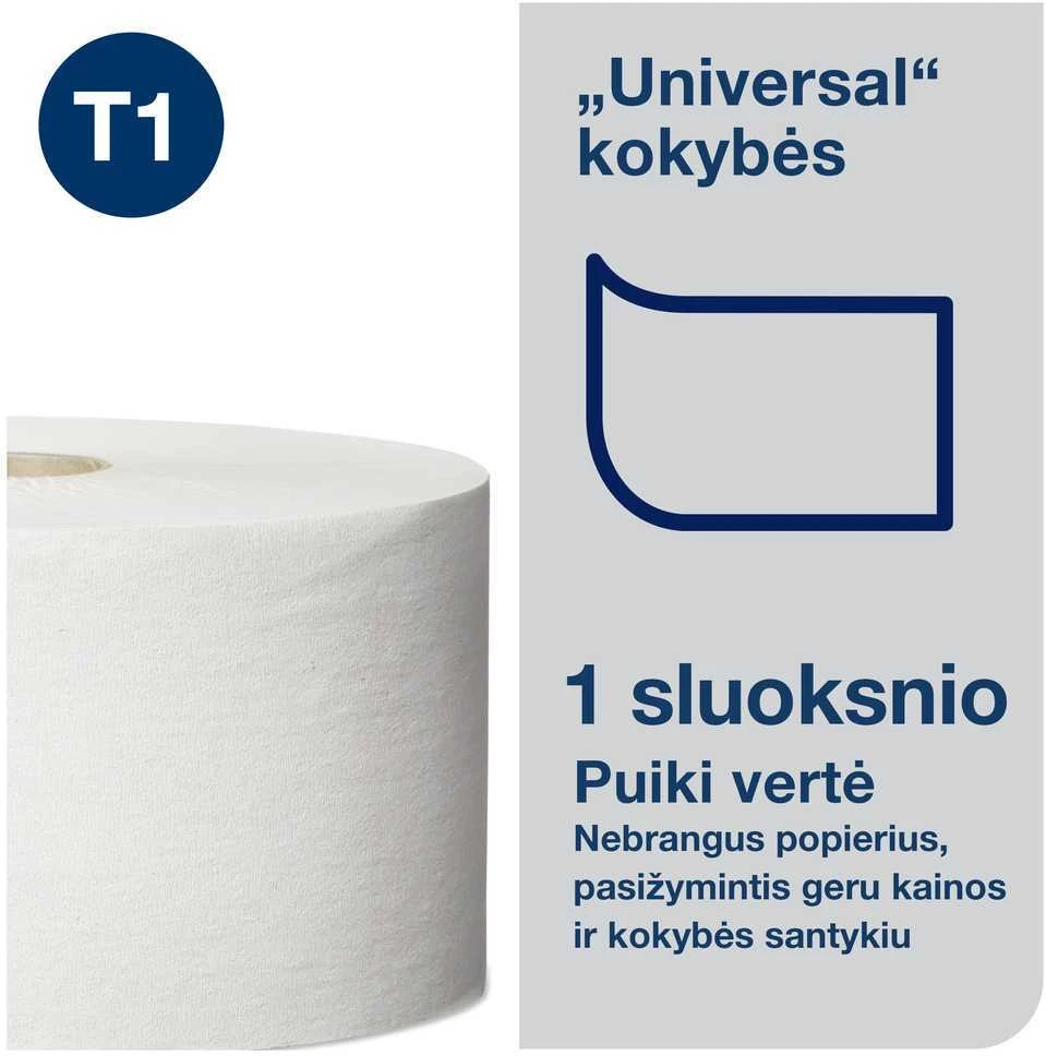 Tualetinis popierius Tork Universal Jumbo T1 (120160), pilkos spalvos, 1 sluoksnis, 480 m, 2400 lapelių