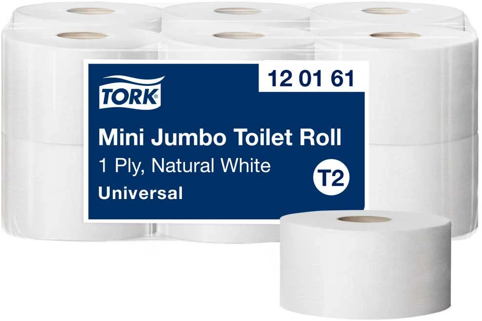 Tualetinis popierius Tork Universal Jumbo Mini T2 (120161), pilkos spalvos, 1 sluoksnis, 240 m, 1200 lapelių