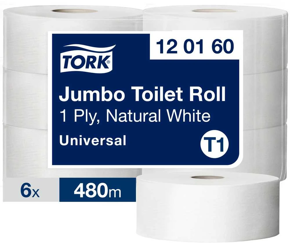 Tualetinis popierius Tork Universal Jumbo T1 (120160), pilkos spalvos, 1 sluoksnis, 480 m, 2400 lapelių