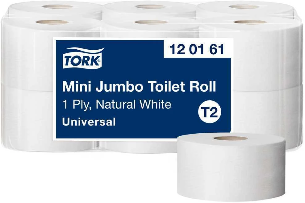 Tualetinis popierius Tork Universal Jumbo Mini T2 (120161), pilkos spalvos, 1 sluoksnis, 240 m, 1200 lapelių