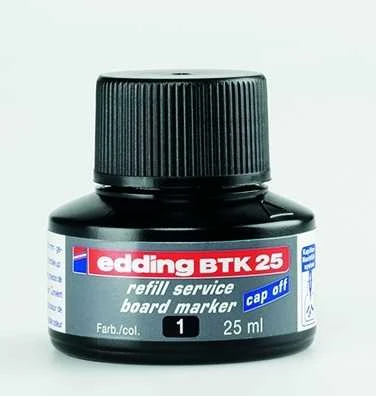 Tušas žymekliams baltai lentai, Edding, e-BTK 25, 25ml, juodos spalvos